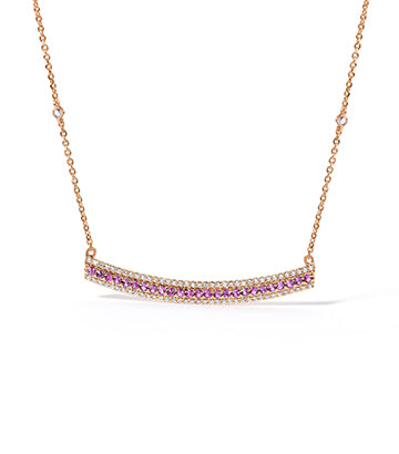 Diamond and pink sapphire necklace